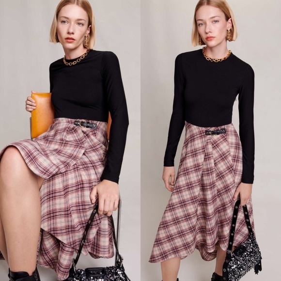 Maje raprijarota handkerchief plaid dress